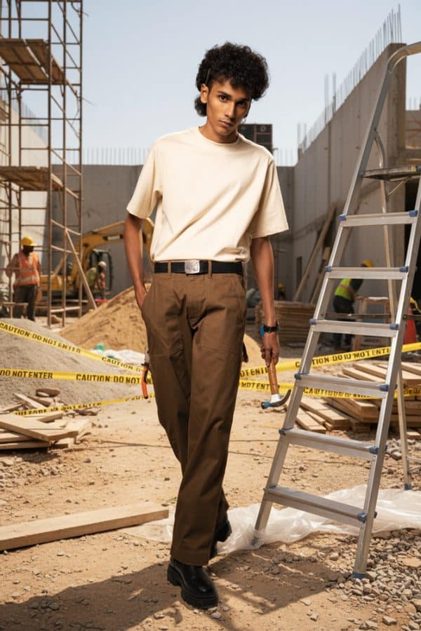Men’s Straight Fit Carpenter Pants in Brown - Image 2