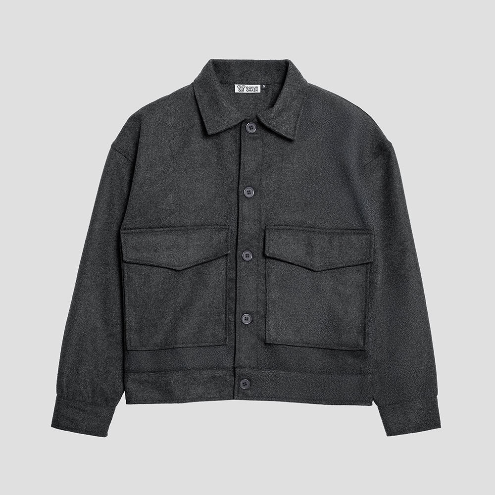 Men's Thick Boxy Jacket in Charcoal Grey