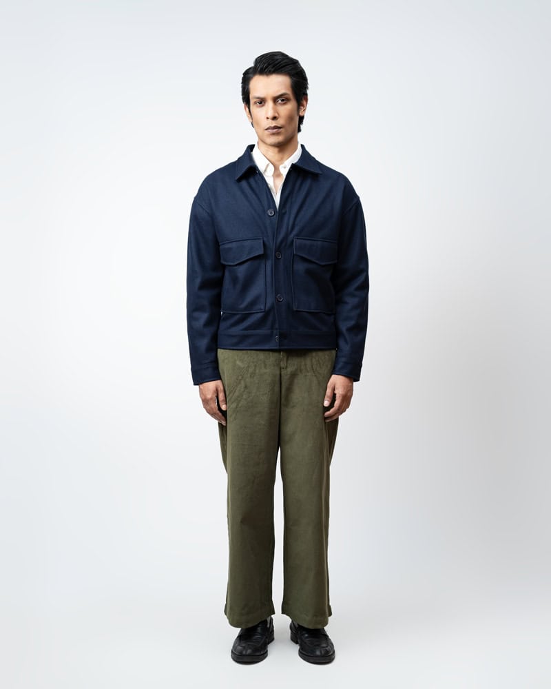Boxy Jacket in Navy Blue - Image 4