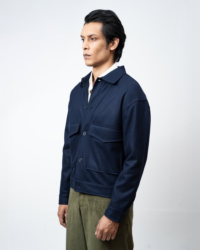 Boxy Jacket in Navy Blue - Image 10