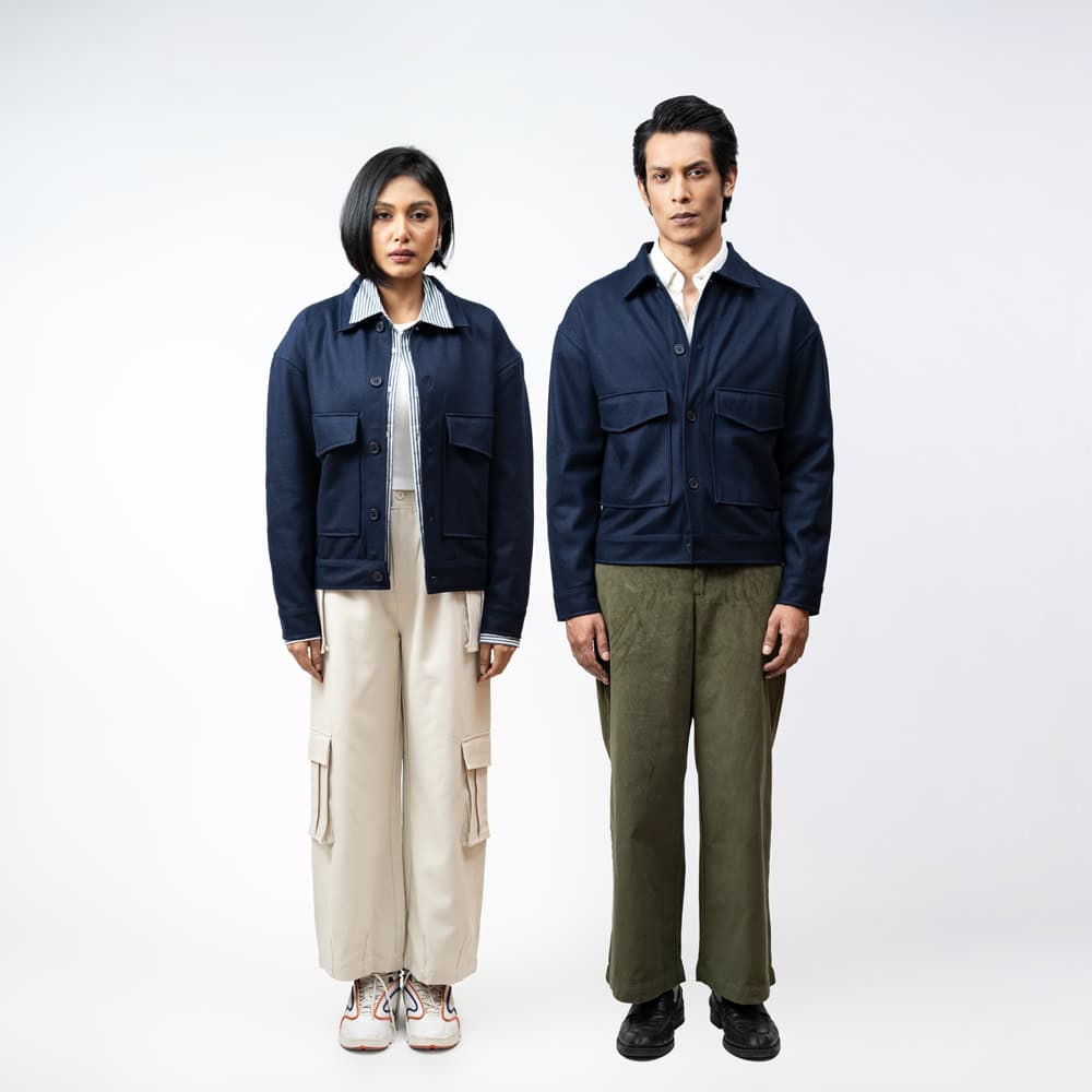 Boxy Jacket in Navy Blue - Image 3