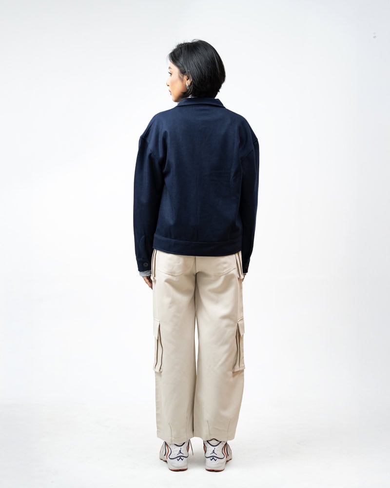 Boxy Jacket in Navy Blue - Image 9