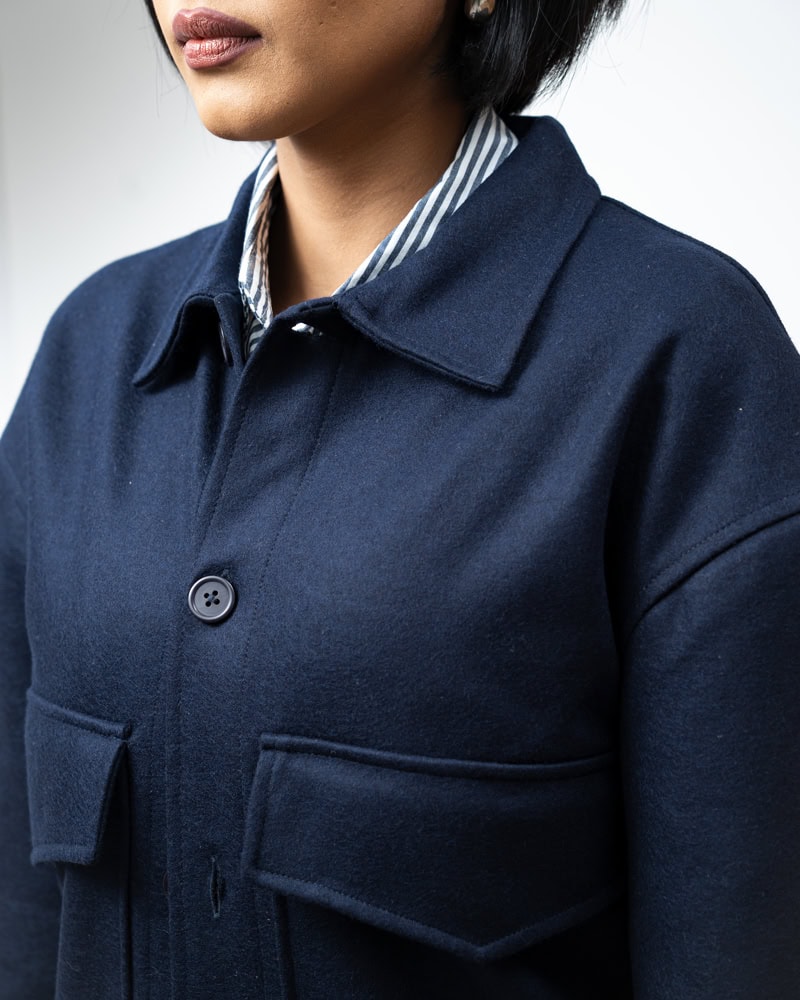Boxy Jacket in Navy Blue - Image 13