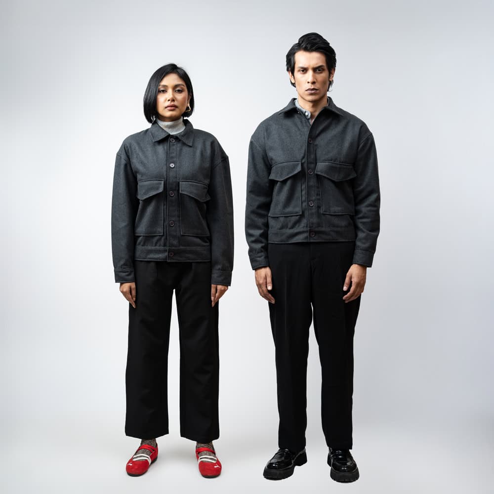 Boxy Jacket in Charcoal Grey - Image 3