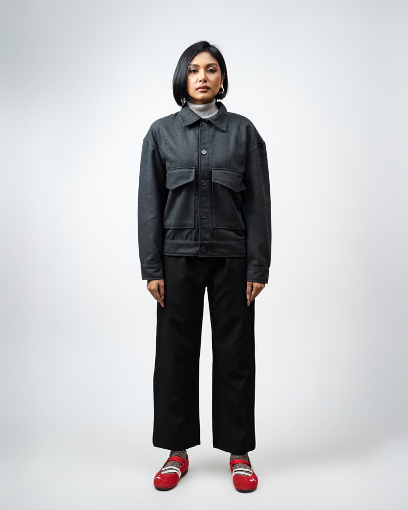 Boxy Jacket in Charcoal Grey - Image 5