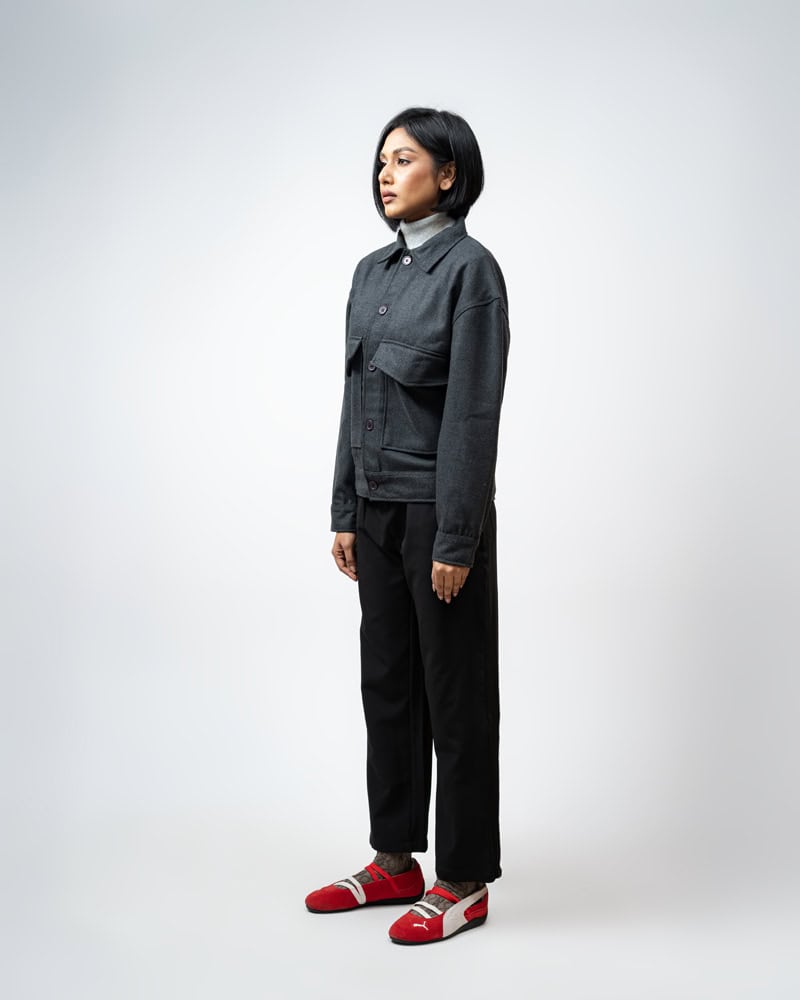 Boxy Jacket in Charcoal Grey - Image 7