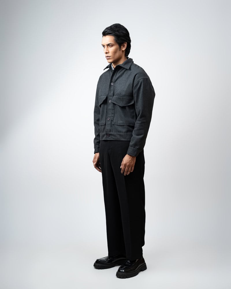 Boxy Jacket in Charcoal Grey - Image 6