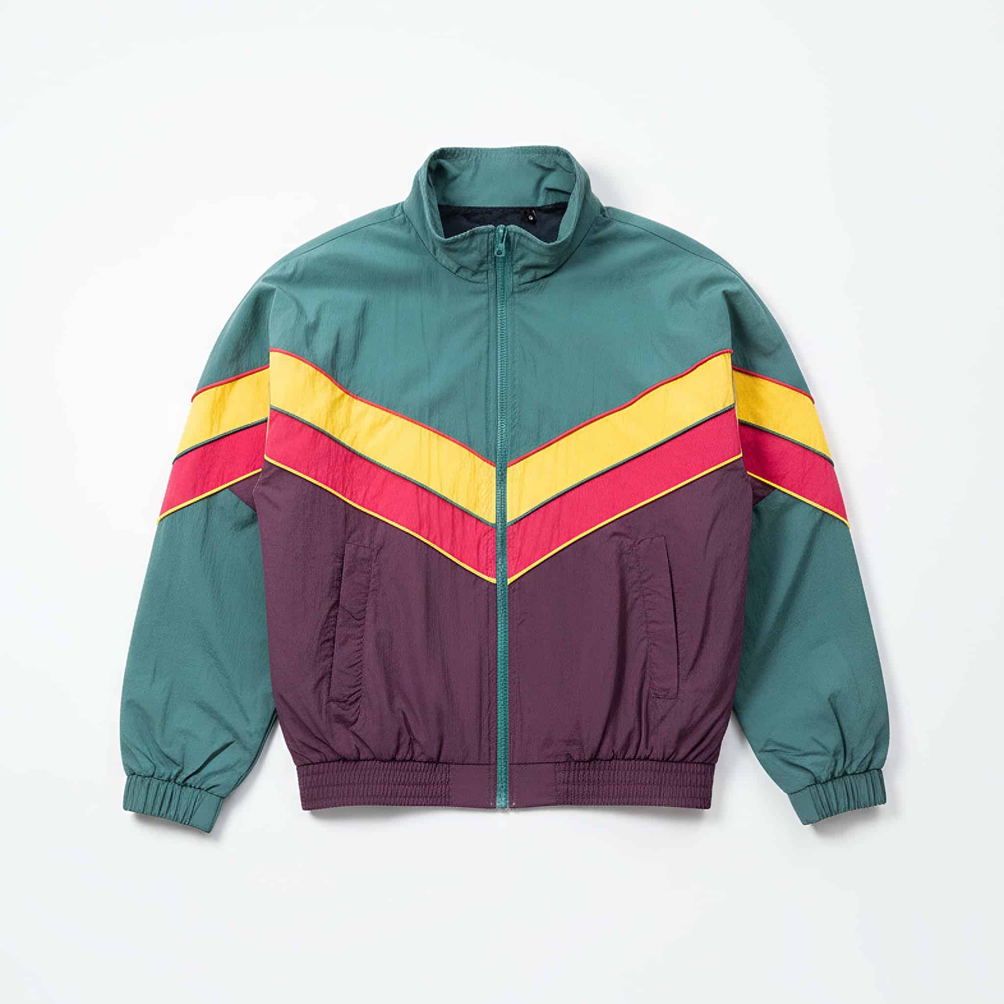 Retro Sports Jacket in Green & Purple