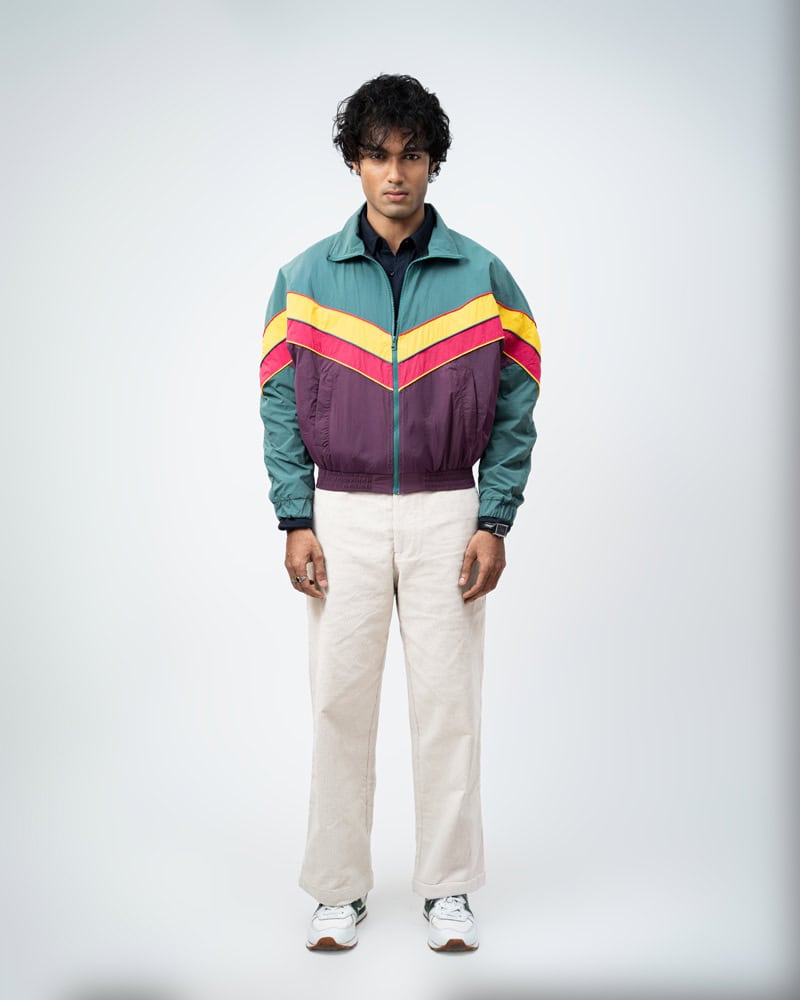 Retro Sports Jacket in Green & Purple - Image 4