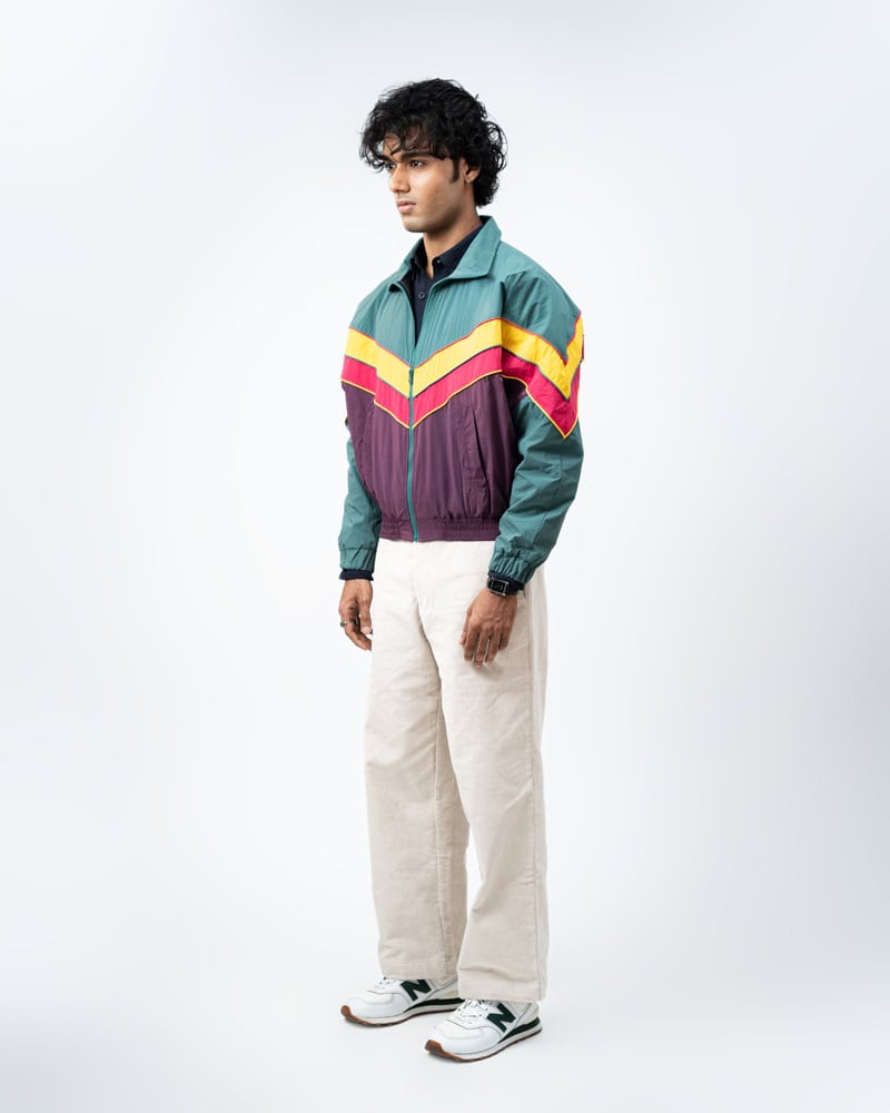 Retro Sports Jacket in Green & Purple - Image 6