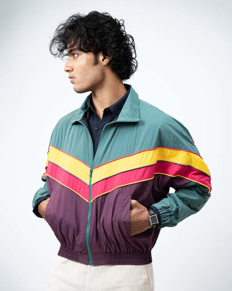 Retro Sports Jacket in Green & Purple - Image 10