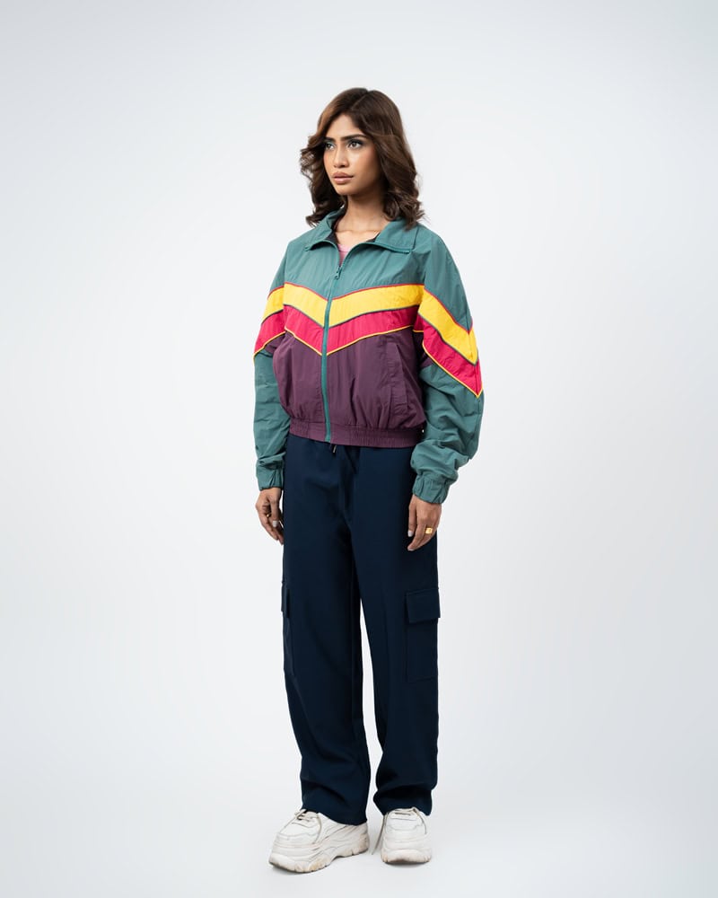 Retro Sports Jacket in Green & Purple - Image 7