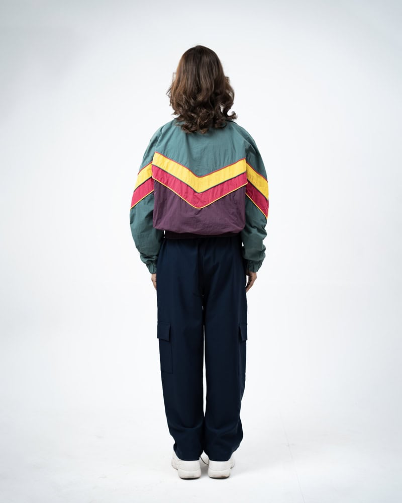 Retro Sports Jacket in Green & Purple - Image 9