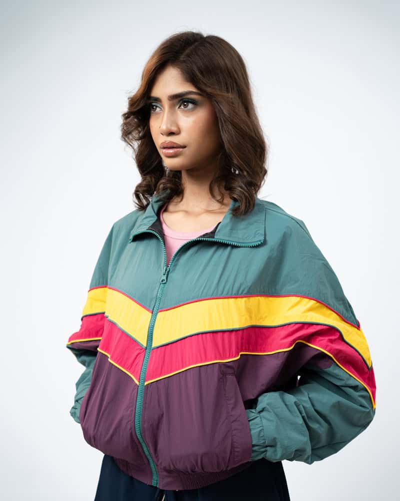 Retro Sports Jacket in Green & Purple - Image 11