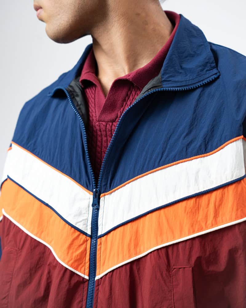 Retro Sports Jacket in Navy Blue & Maroon - Image 12