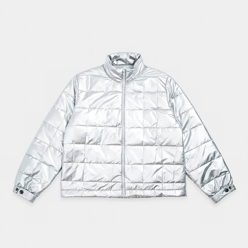 Cropped Puffer Jacket in Silver