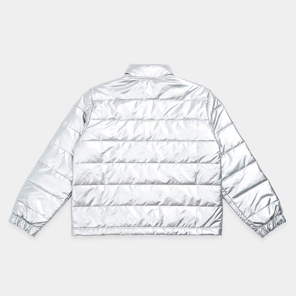 Cropped Puffer Jacket in Silver - Image 2