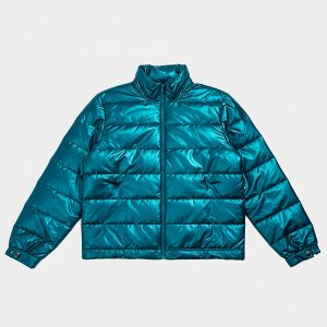 Cropped Puffer Jacket in Deep Green