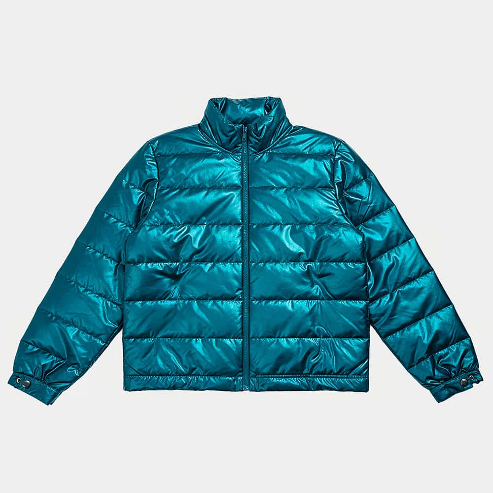Cropped Puffer Jacket in Deep Green