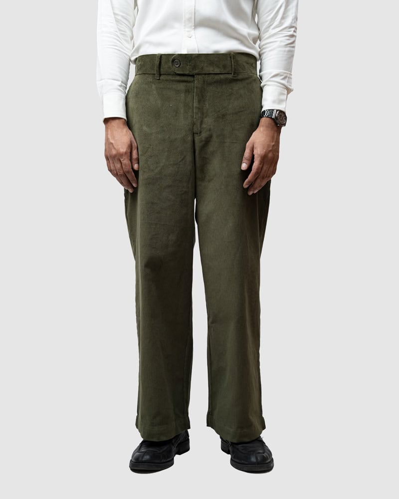 Men's Baggy Cord Pants in Green - Image 6