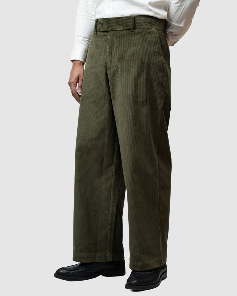 Men's Baggy Cord Pants in Green - Image 7