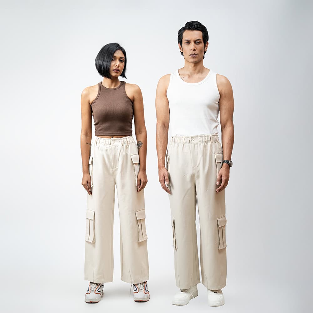 Utility Cargo Pants in Off White - Image 3
