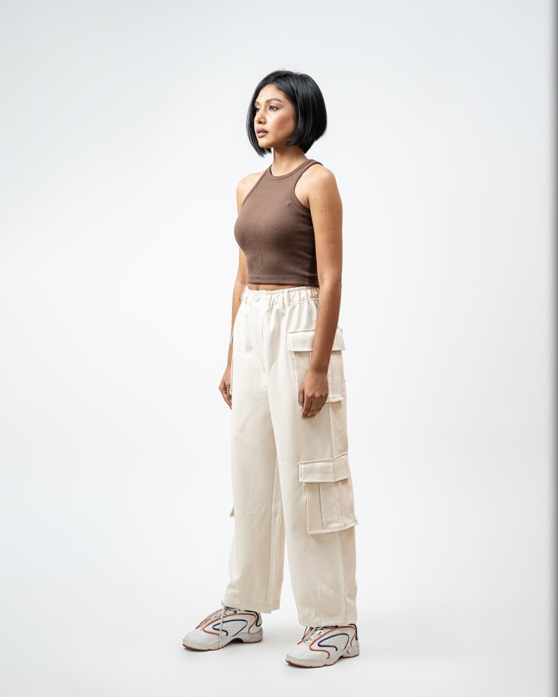 Utility Cargo Pants in Off White - Image 7