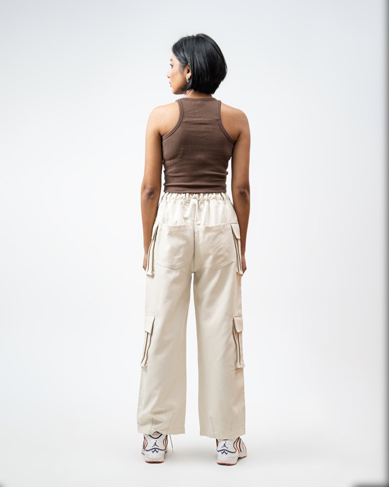 Utility Cargo Pants in Off White - Image 9