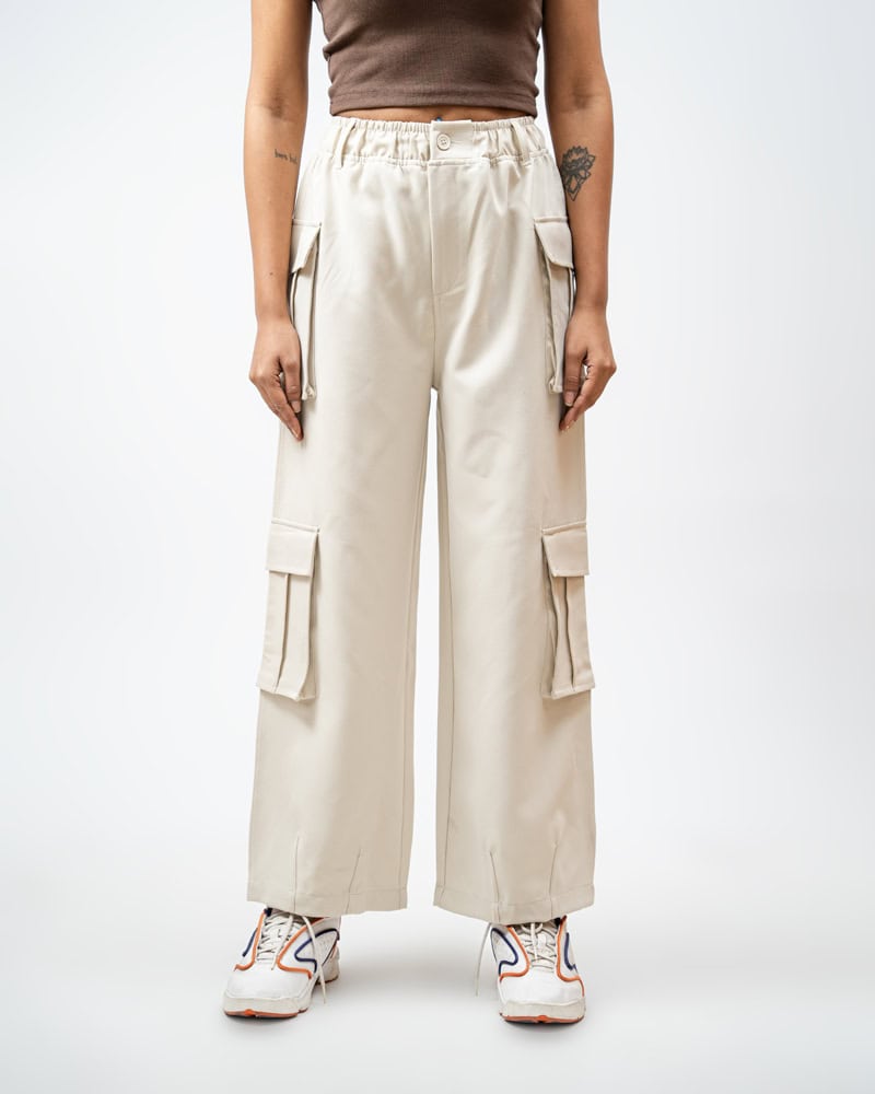 Utility Cargo Pants in Off White - Image 11