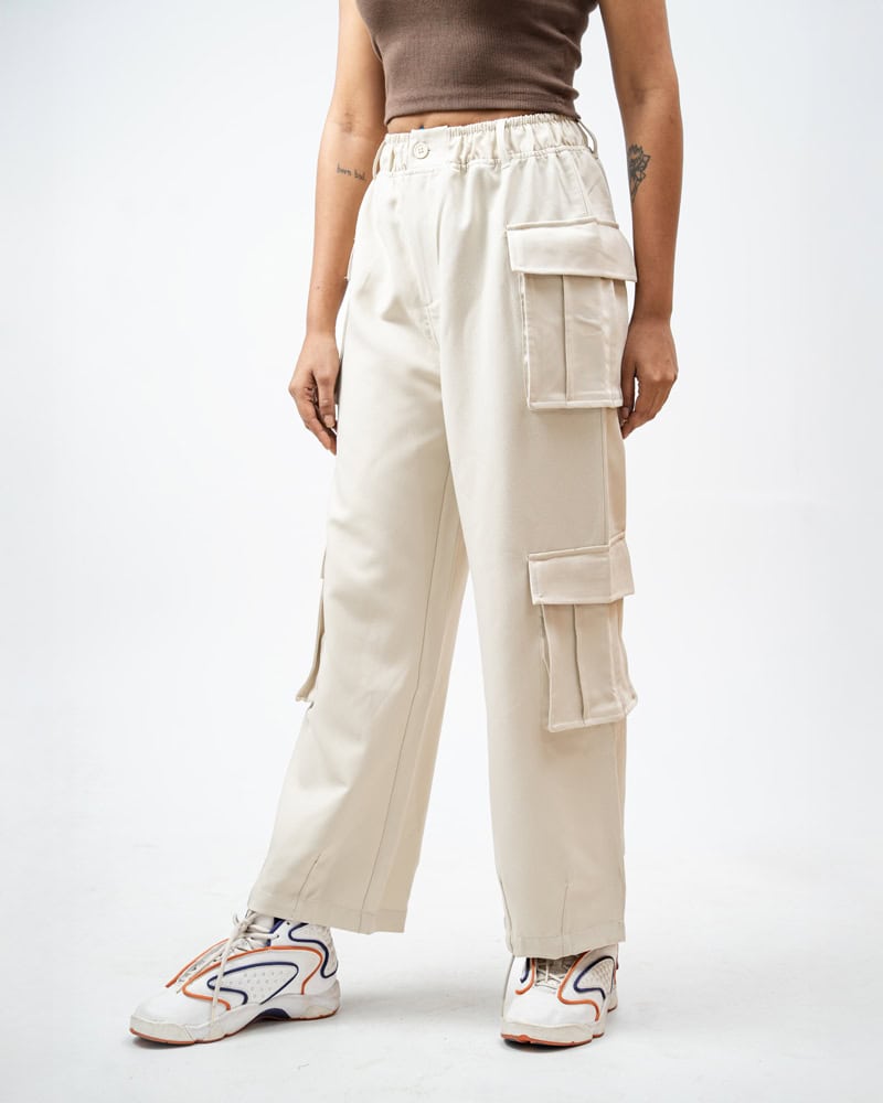 Utility Cargo Pants in Off White - Image 13