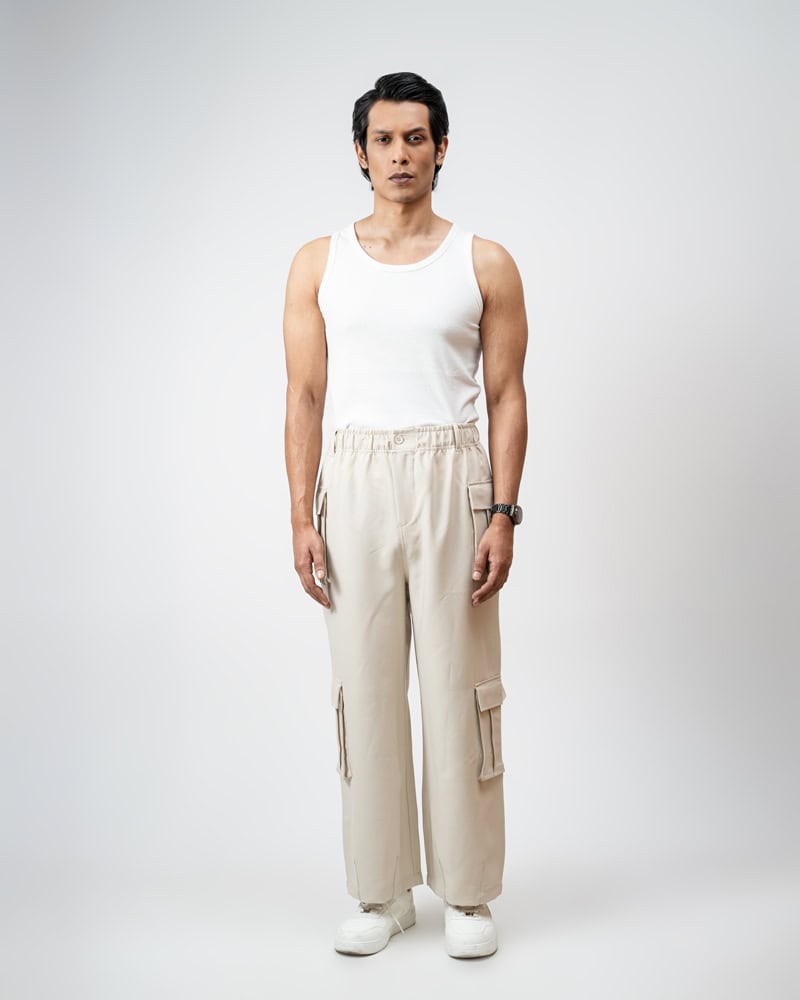 Utility Cargo Pants in Off White - Image 4