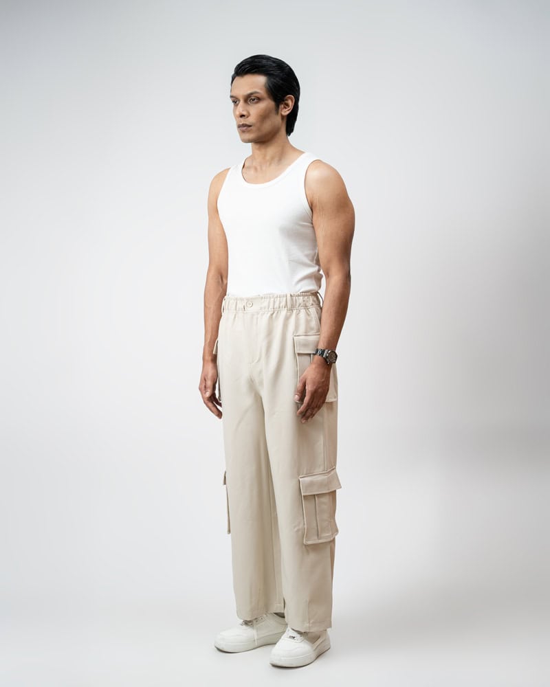 Utility Cargo Pants in Off White - Image 6