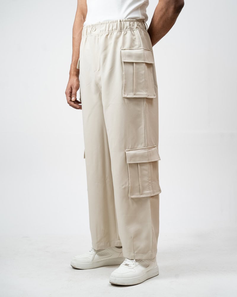 Utility Cargo Pants in Off White - Image 12