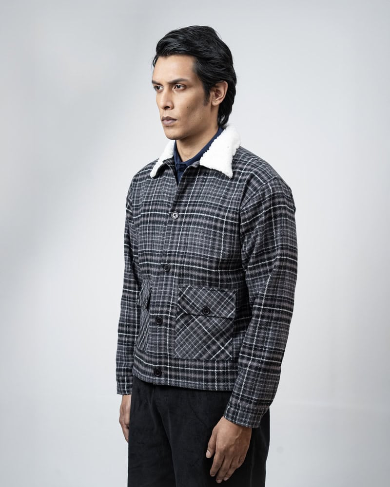 Flannel Jacket in Black & Grey - Image 10