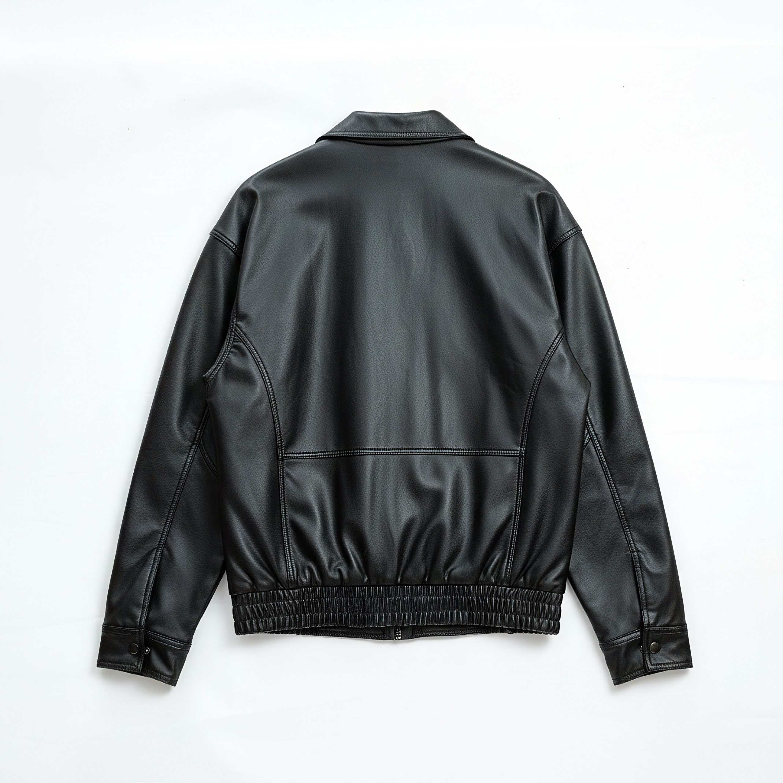Classic Faux Leather Jacket in Black - Image 2
