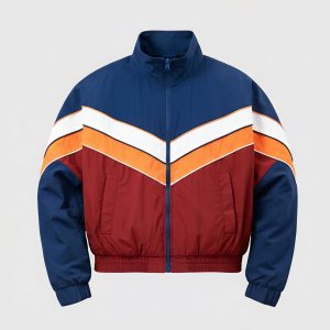 Retro Sports Jacket in Navy Blue & Maroon