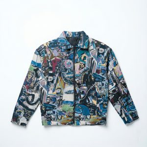 Graffiti Textured Jacket in Blue