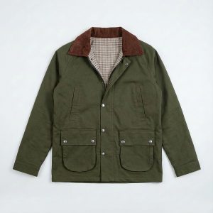 Twill Chore Jacket with Flannel inner in Green
