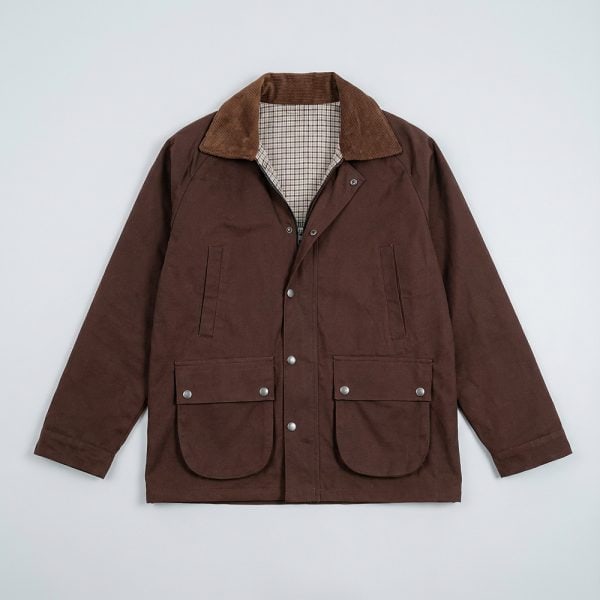 Twill Chore Jacket with Flannel inner in Brown - Gorur Ghash