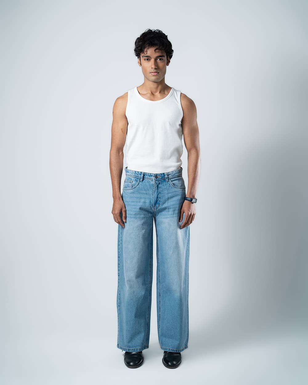 Unisex Baggy Jeans in Light Blue - Image 3