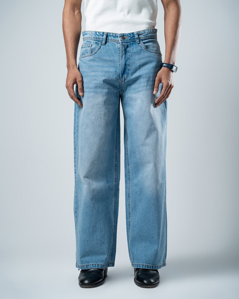 Unisex Baggy Jeans in Light Blue - Image 11