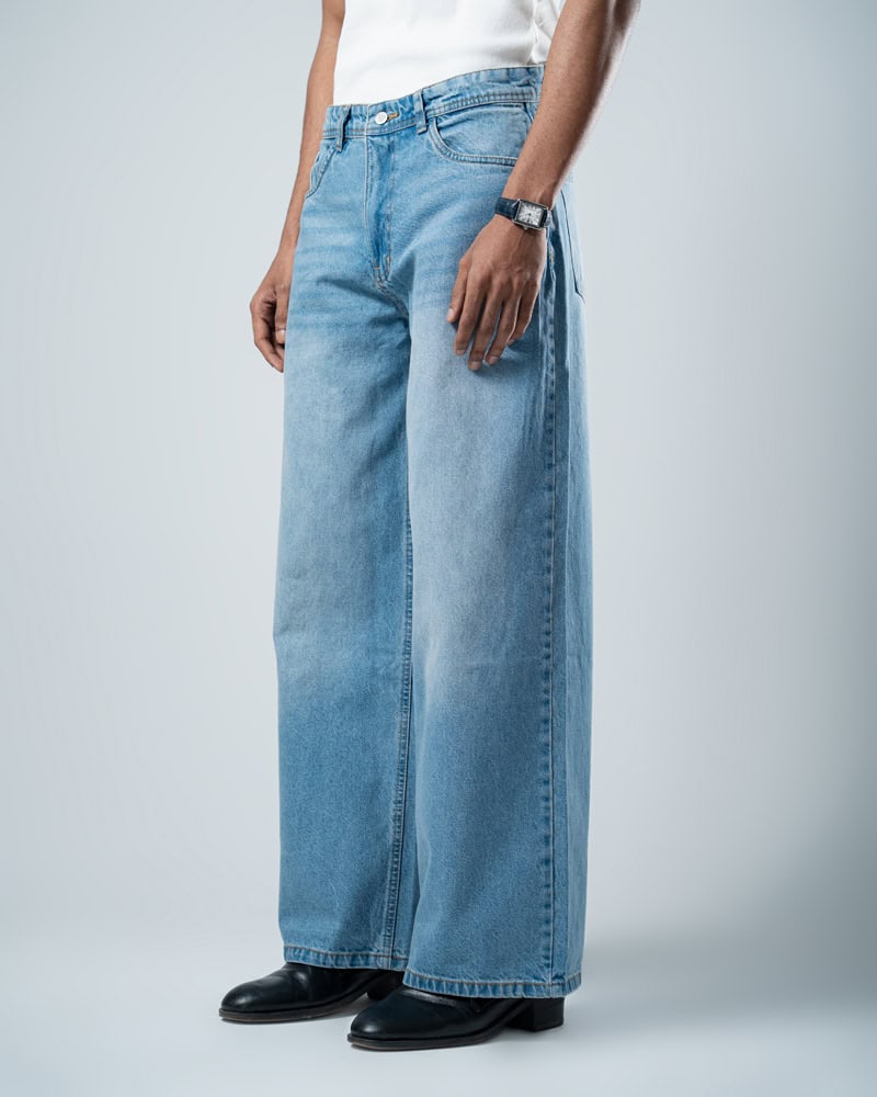 Unisex Baggy Jeans in Light Blue - Image 12