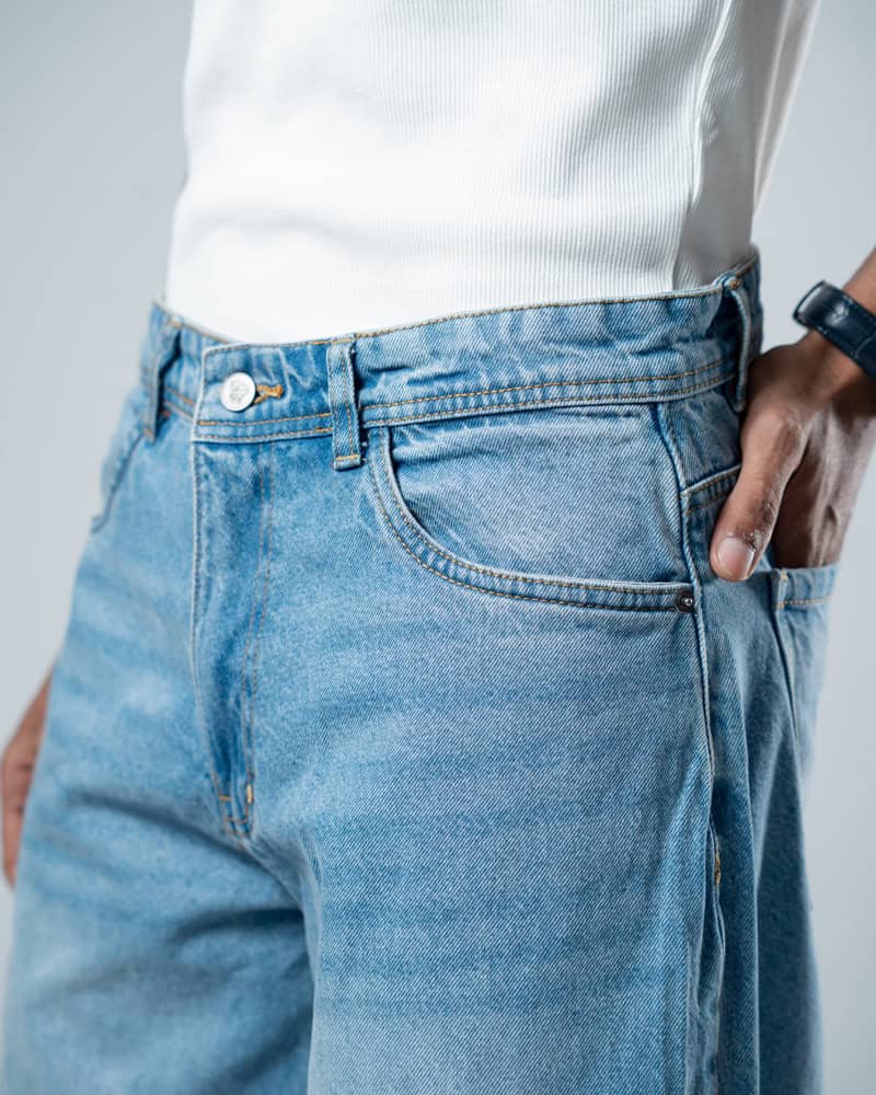 Unisex Baggy Jeans in Light Blue - Image 14