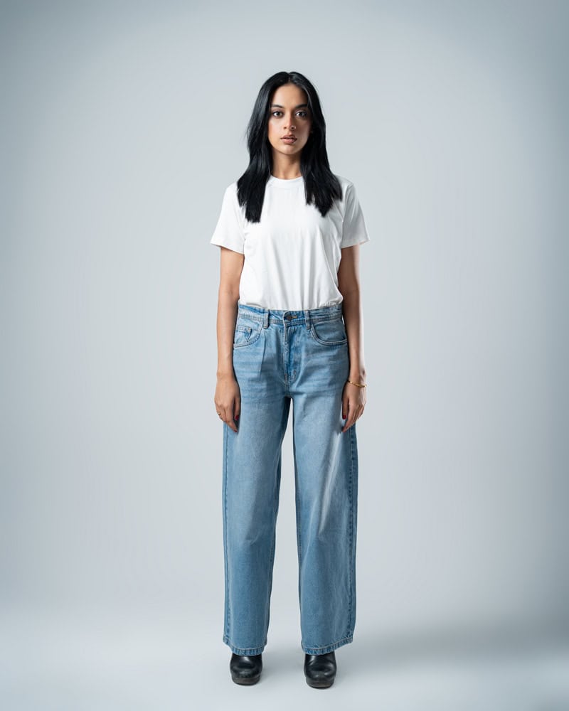 Unisex Baggy Jeans in Light Blue - Image 4