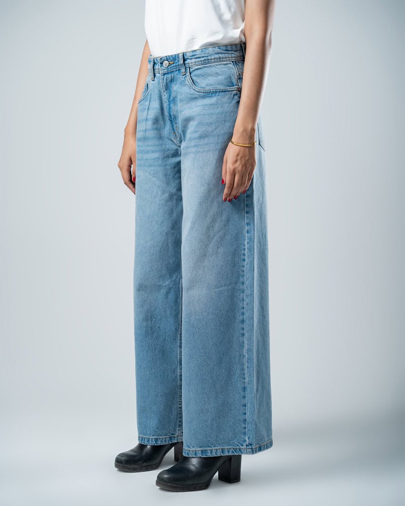 Unisex Baggy Jeans in Light Blue - Image 16