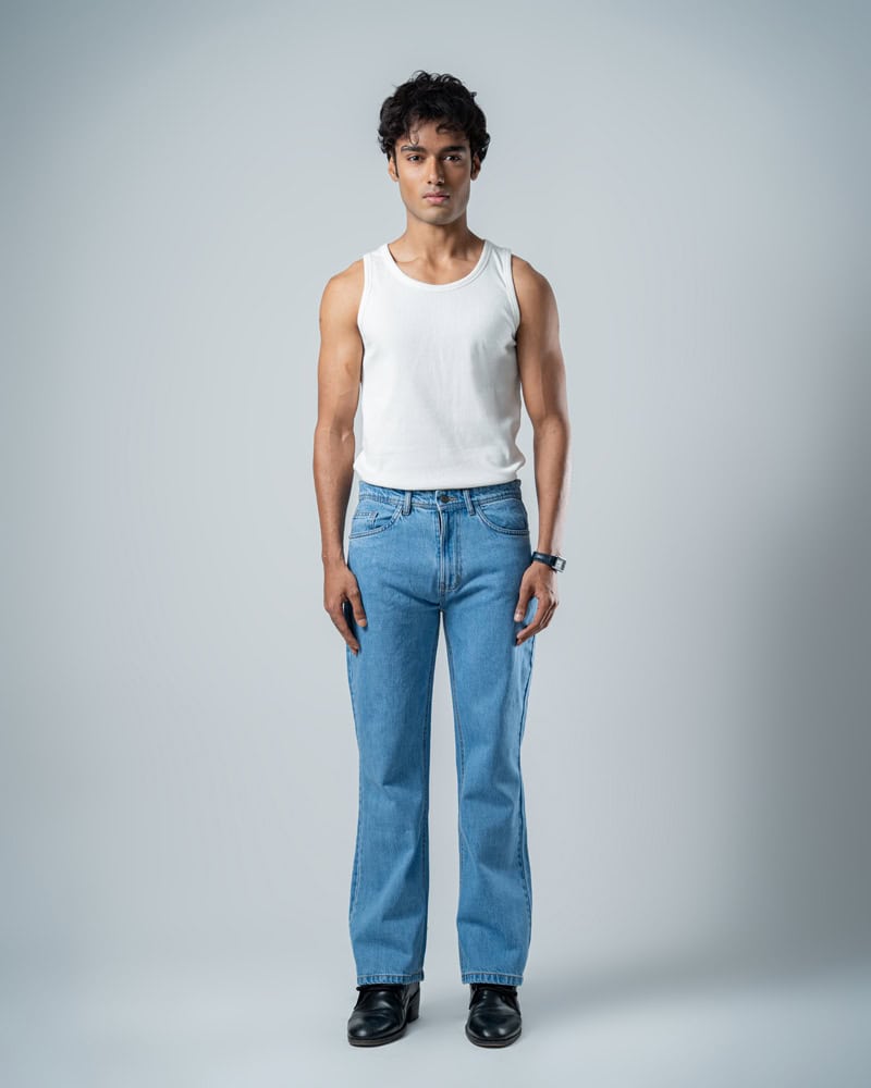 Unisex Bootcut Jeans in Blue - Image 3