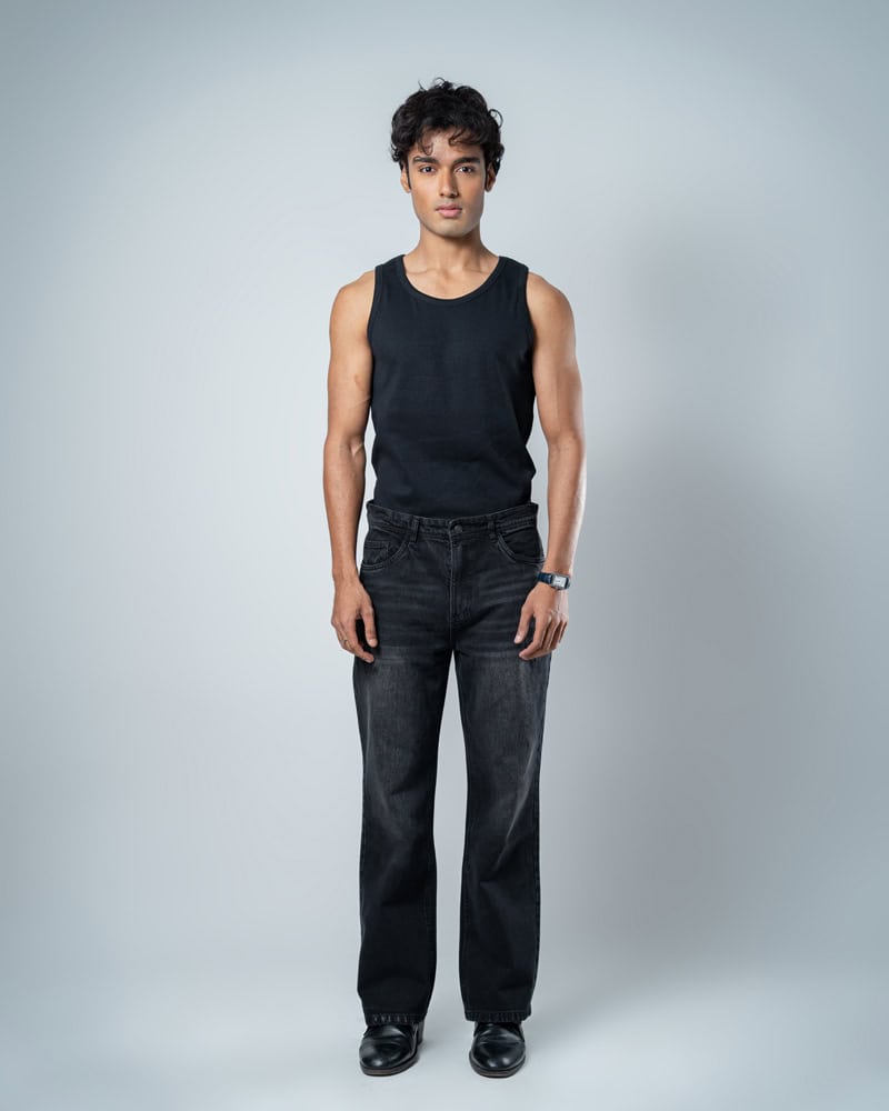 Unisex Bootcut Jeans in Black - Image 3