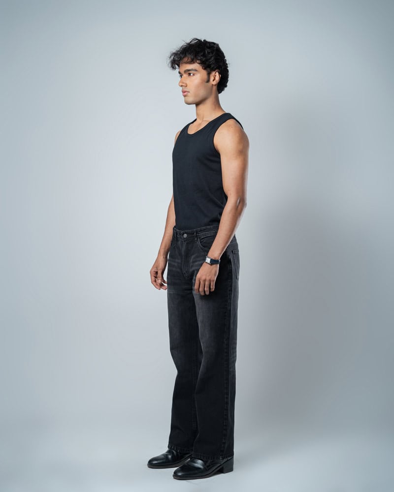 Unisex Bootcut Jeans in Black - Image 5