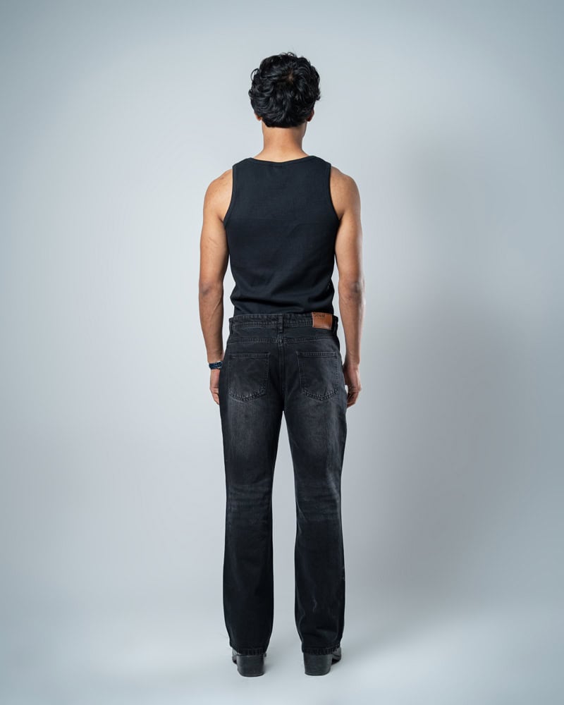 Unisex Bootcut Jeans in Black - Image 7