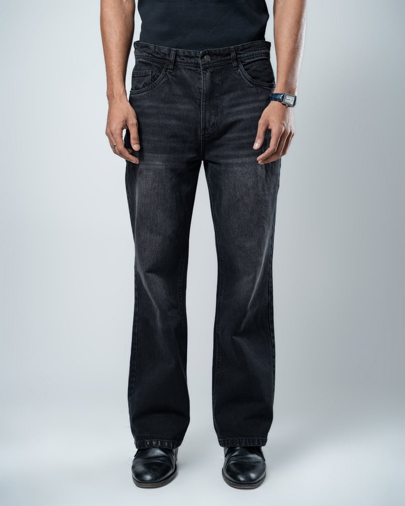 Unisex Bootcut Jeans in Black - Image 11